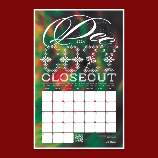 Clutch-Time Calendar | December 2024 | Printable/Digital Download